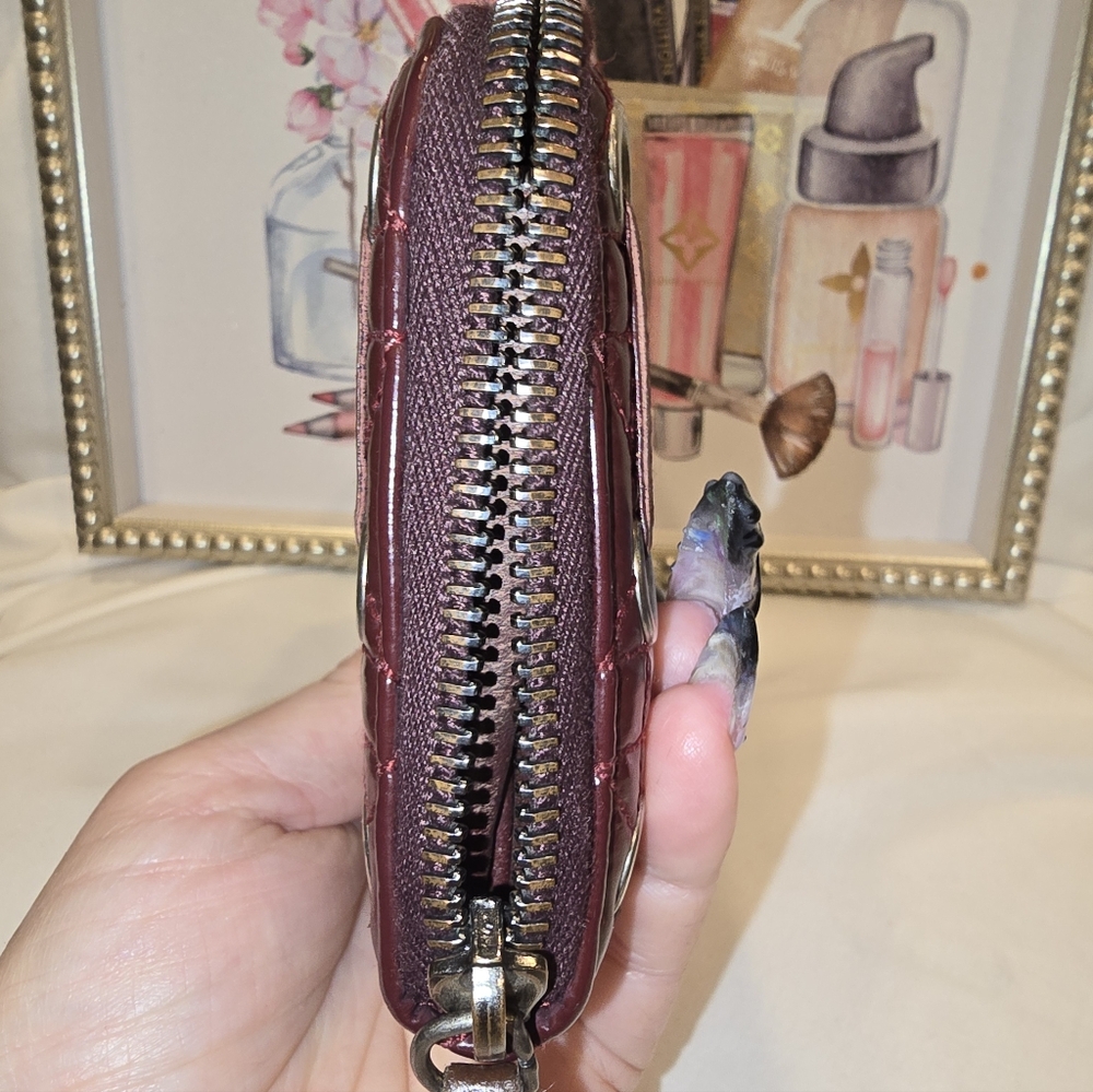 Dior Women's Burgundy Patent Leather Wallet Clutch - Picture 6 of 12